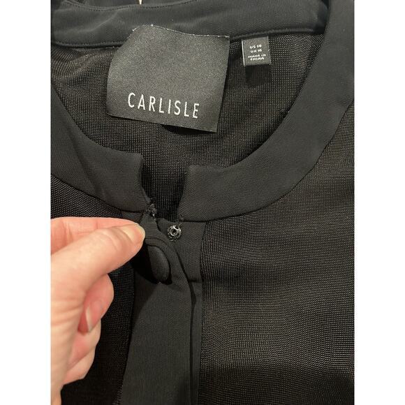 CARLISLE Black Sweater Blazer Button Front Pockets Chic Retro Glam US 14 Career - Picture 5 of 11